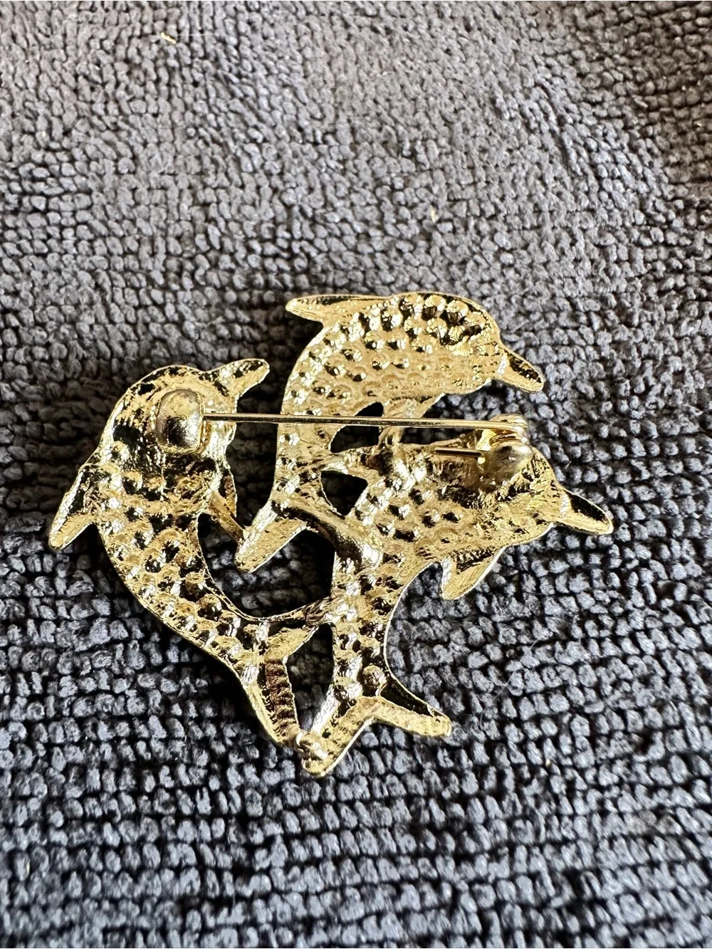 Gold Rhinestone Dolphin Pin Trio - Picture 2 of 2